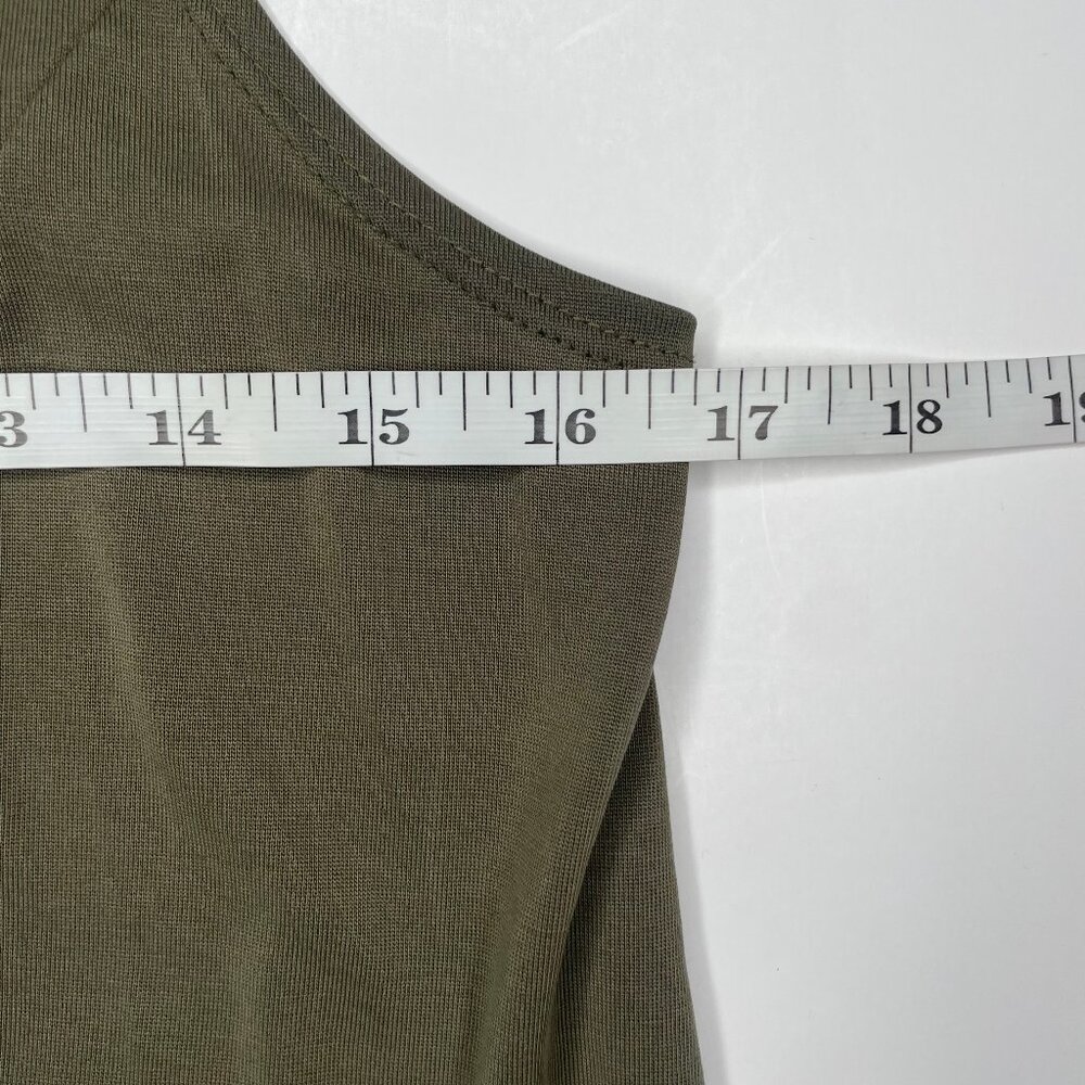 Mikey & Joey Olive Green Mock Neck Skater Dress Sleeveless Size Small - Picture 6 of 10